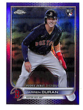 Load image into Gallery viewer, 2022 Topps Chrome Update Purple Refractor Jarren Duran Rookie #USC70 Boston Red Sox
