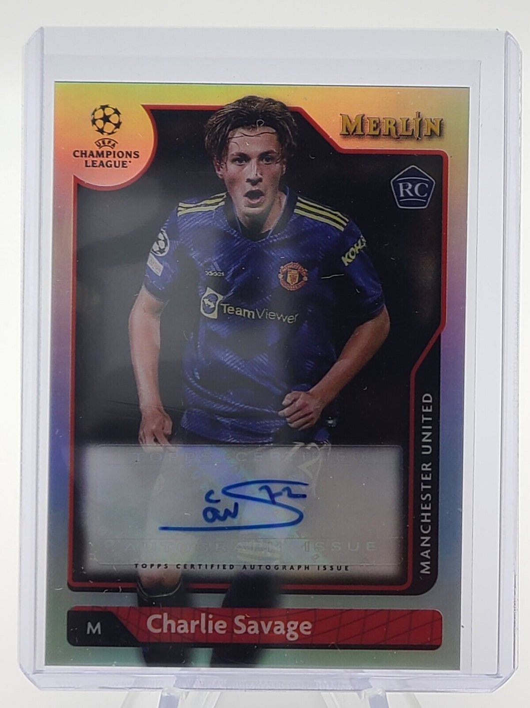 2021-22 Topps Merlin Collection Chrome UCL Charlie Savage #A-CS Rookie Auto RC