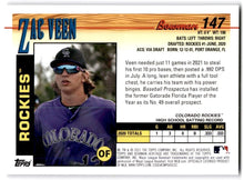 Load image into Gallery viewer, 2021 Bowman Rookie Zac Veen #147 Colorado Rockies
