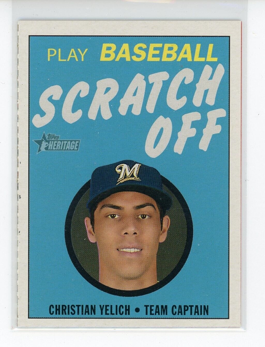 2020 Topps Heritage Scratch Off Insert #6 Christian Yelich Milwaukee Brewers
