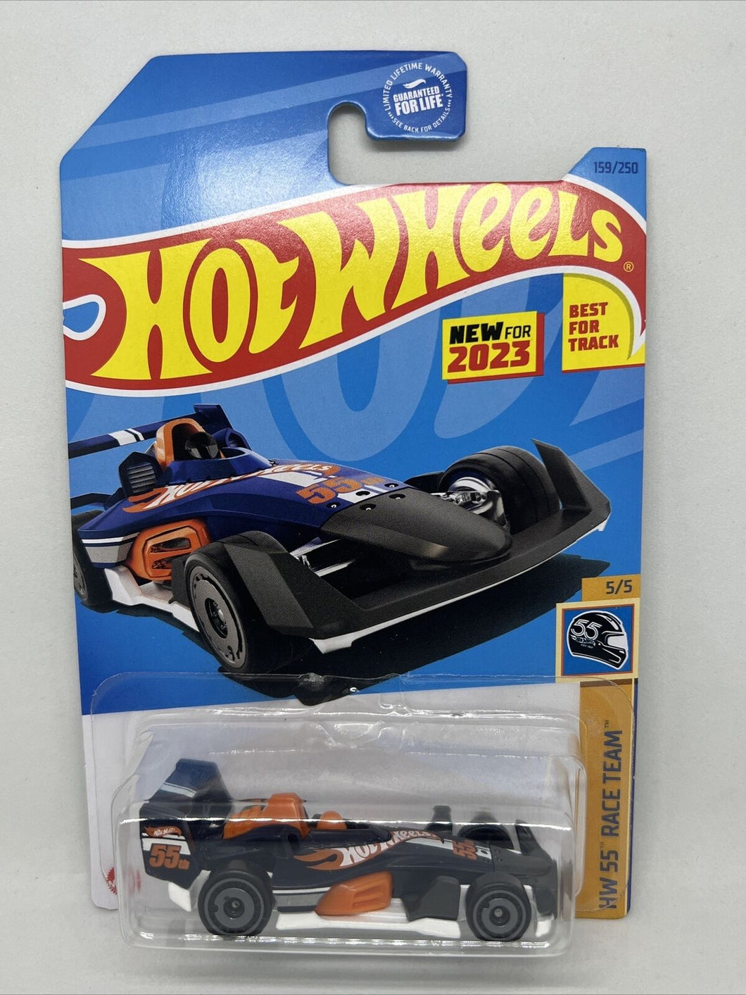 2023 Hot Wheels HW-4-Trac HW 55 Race Team 5/5, 159/250 (Blue)