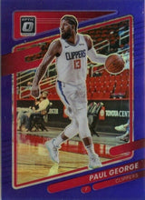 Load image into Gallery viewer, 2021-22 Panini Donruss Optic Paul George Purple Refractor #10 Los Angeles Clippers
