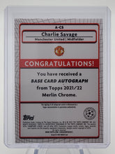 Load image into Gallery viewer, 2021-22 Topps Merlin Collection Chrome UCL Charlie Savage #A-CS Rookie Auto RC
