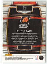 Load image into Gallery viewer, 2021-22 Panini Select Chris Paul Blue Prizm #51 Phoenix Suns
