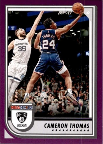 2022-23 NBA Hoops #14 Cameron Thomas Purple Parallel - Nets