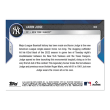 Load image into Gallery viewer, 2022 TOPPS NOW #1012 AARON JUDGE - SETS AL RECORD WITH 62ND HOME RUN
