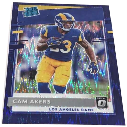 2020 Donruss Football Cam Akers Rated Rookie Purple Shock Prizm 175 Los Angeles Chargers