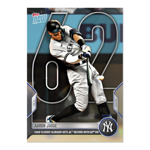 2022 TOPPS NOW #1012 AARON JUDGE - SETS AL RECORD WITH 62ND HOME RUN
