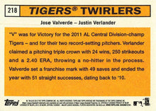 Load image into Gallery viewer, 2012 Topps Heritage Jose Valverde / Justin Verlander #218 Tigers
