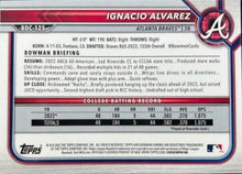 Load image into Gallery viewer, 2022 Bowman Draft Chrome Sapphire Ignacio Alvarez 1st RC #BDC-125 Braves
