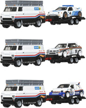 Load image into Gallery viewer, 2023 Hot Wheels Premium MG Metro 6R4, Lancia Delta Integrale, HW Rally Hauler, Ford RS200 Rally Legends Diorama Set
