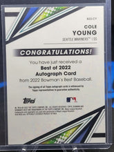 Load image into Gallery viewer, 2022 Bowman&#39;s Best Auto Cole Young #B22-CY Seattle Mariners
