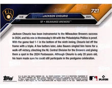 将图片加载到图库查看器，2024 Topps Now Jackson Chourio #721 Milwaukee Brewers
