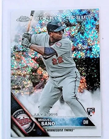 2016 Topps Chrome Update Miguel Sano Rookie Debut Sparkle Rookie Refractor #HMT4