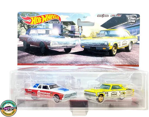 Hot Wheels Premium Car Culture 2 Pack '63 PLAYMOUNTH Belvedere 426 Wedge / '65 Dodge Coronet - walk-of-famesports