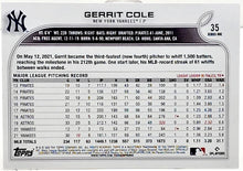 Load image into Gallery viewer, 2022 Topps Series 1 Gerrit Cole #35 New York Yankees
