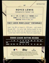 Load image into Gallery viewer, 2022 TOPPS Finest Royce Lewis Rookie #87 Minnesota Twins
