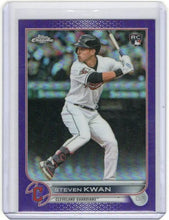 Load image into Gallery viewer, 2022 Topps Chrome Update Steven Kwan Rookie Purple Refractor #USC85 Guardians RC
