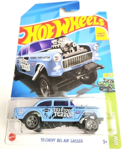 Hot Wheels '55 Chevy Bel Air Gasser BLUE HW Gassers 1/5 110/250 - walk-of-famesports