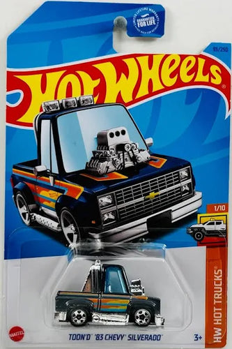 Hot Wheels Toon'd '83 Chevy Silverado BLUE HW Hot Trucks 1/10 93/250 - walk-of-famesports