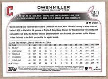 Load image into Gallery viewer, 2022 Topps Owen Miller #CLE-13 Cleveland Guardians
