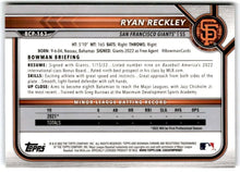 Load image into Gallery viewer, 2022 Bowman Chrome Prospects Ryan Reckley Mojo Refractors #BCP-163 San Francisco Giants
