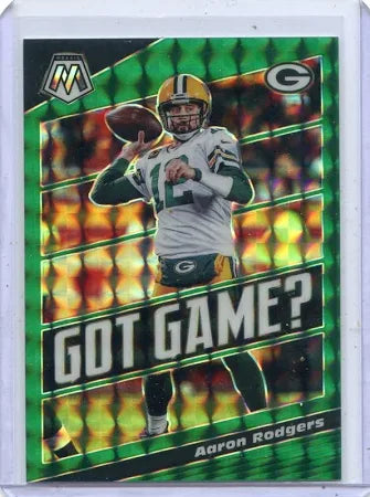AARON RODGERS 2020 PANINI MOSAIC GOT GAME GREEN PRIZM PARALLEL #GG19 PACKERS