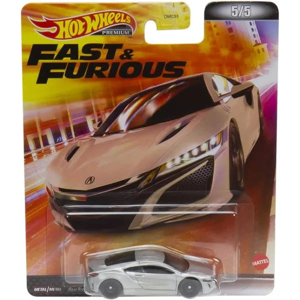 Hot Wheels Retro Entertainment Fast & Furious Case L Nissan Skyline (BNR34), Mitsubishi Eclipse, Nissan 240SX, Acura NSX, Nissan Skyline (BCNR33)