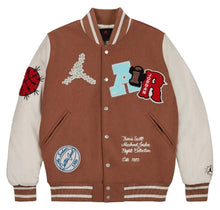 将图片加载到图库查看器，Travis Scott x Jordan Varsity Jacket Antique Brown
