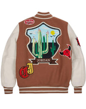 将图片加载到图库查看器，Travis Scott x Jordan Varsity Jacket Antique Brown
