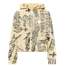 将图片加载到图库查看器，Vertabrae VERT Ivory Graffit Zip Up Hoodie
