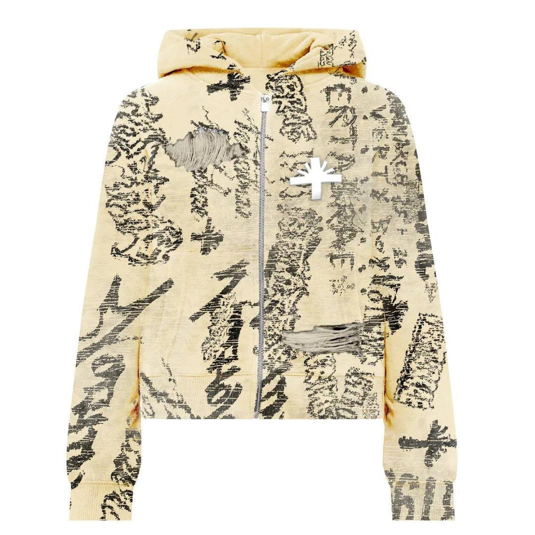 Vertabrae VERT Ivory Graffit Zip Up Hoodie