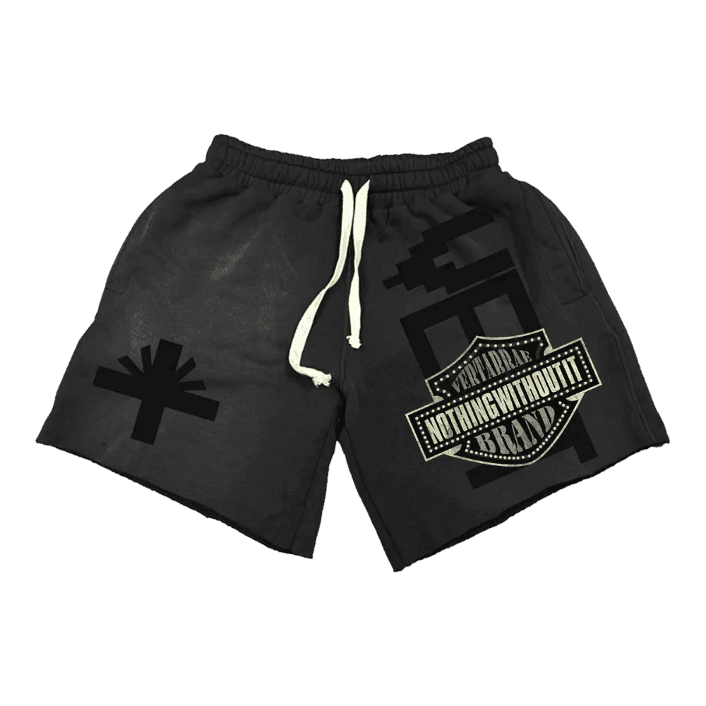 Vertabrae Black Double Emblem Shorts