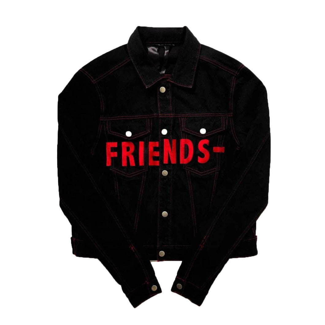 Vlone Friends Denim Jacket Black / Red (Gently Used)