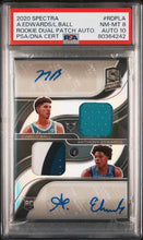 Load image into Gallery viewer, 2020-21 Spectra RC Rookie Dual Patch Auto 3/25 Anthony Edwards / LaMelo Ball #RDPLA PSA
