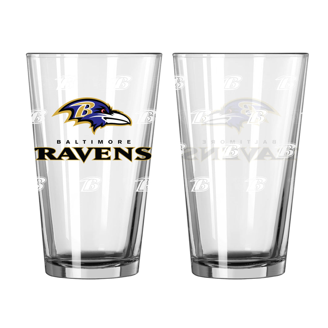 Baltimore Ravens 16oz Satin Etch Pint Glass