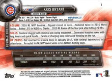 Load image into Gallery viewer, 2017 Bowman Kris Bryant  # 1 Chicago Cubs
