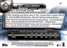 Load image into Gallery viewer, 2017 Bowman Evan Longoria  # 37 Tampa Bay Rays
