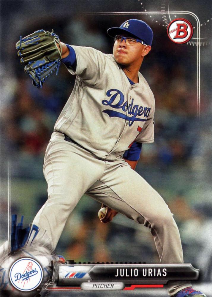 2017 Bowman Julio Urias  # 77 Los Angeles Dodgers