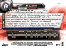 Load image into Gallery viewer, 2017 Bowman Yu Darvish  # 81 Texas Rangers
