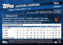 Load image into Gallery viewer, 2017 Topps Chrome Jacob DeGrom 184 New York Mets
