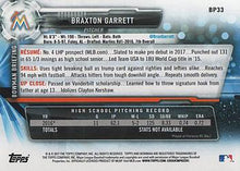 Load image into Gallery viewer, 2017 Bowman Prospects Braxton Garrett  BP33 Miami Marlins
