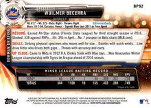Load image into Gallery viewer, 2017 Bowman Prospects Wuilmer Becerra  BP92 New York Mets
