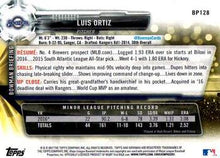 Load image into Gallery viewer, 2017 Bowman Prospects Luis Ortiz  BP128 Milwaukee Brewers
