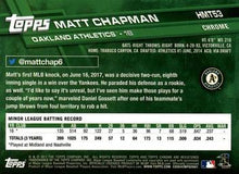 Load image into Gallery viewer, 2017 Topps Chrome Update Matt Chapman RC HMT53 Oakland Athletics
