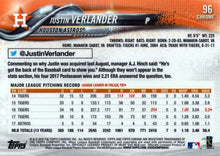 Load image into Gallery viewer, 2018 Topp Chrome  J#UStin Verlander #96 Ho#USton Astros
