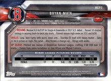 将图片加载到图库查看器，2018 Bowman Chrome Prospects Bryan Mata BCP2 Boston Red Sox
