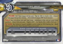 Load image into Gallery viewer, 2018 Bowman Chrome Prospects Luis Urias BCP57 San Diego Padres
