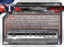 Load image into Gallery viewer, 2018 Bowman Chrome Prospects Kyle Cody BCP62 Texas Rangers
