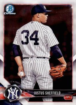 2018 Bowman Chrome Prospects Justus Sheffield BCP69 New York Yankees